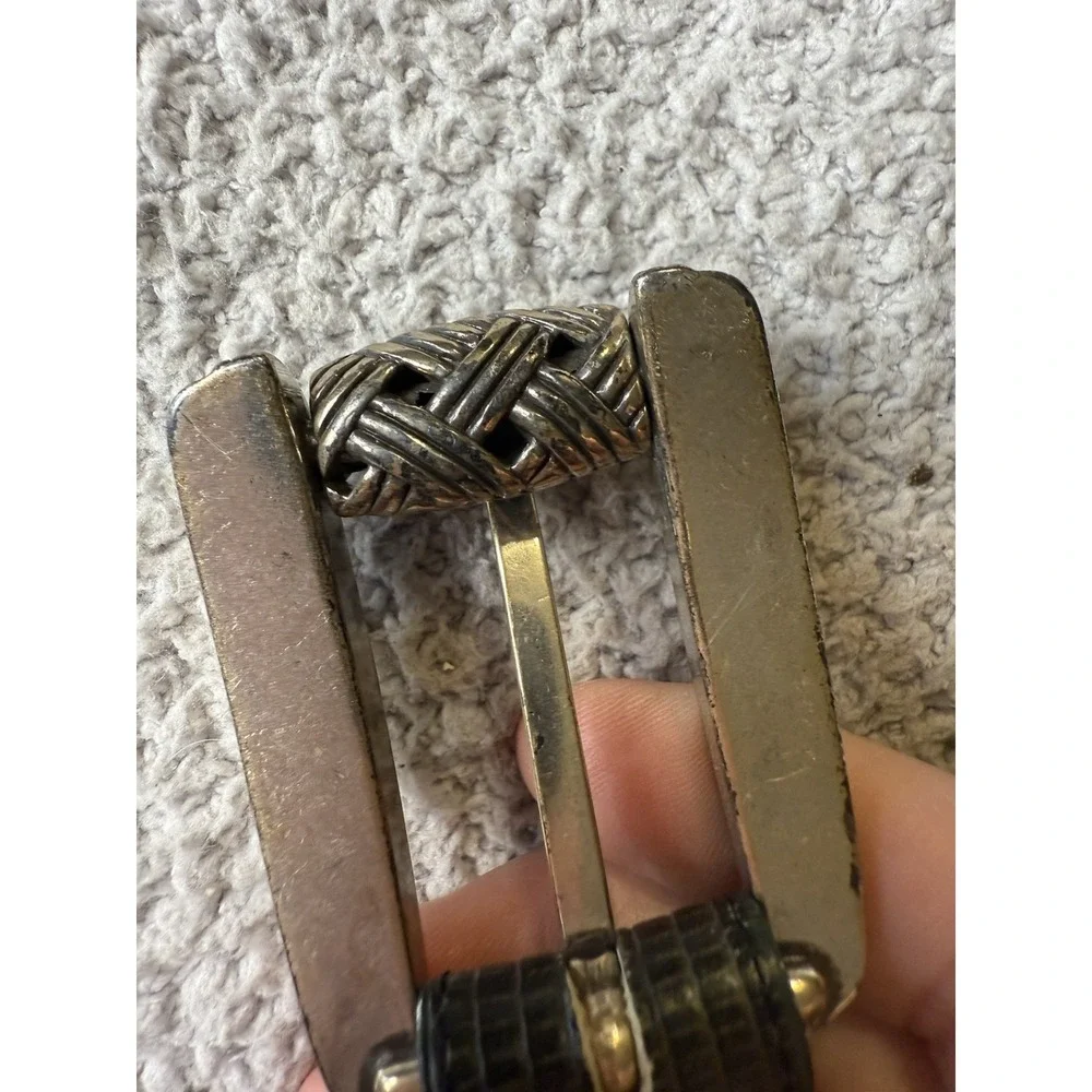 Brighton Women Leather Belt Small Green Snake Embossed Silver Buckle Made in USA